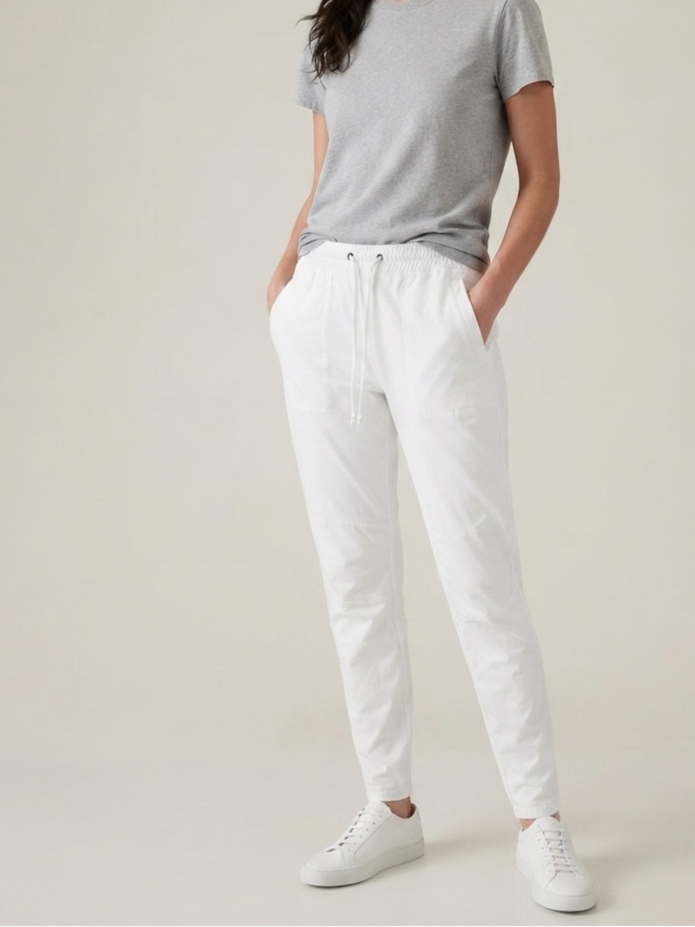 James Perse Sz M White Tapered Leg Classic Cotton Minimalist Pants